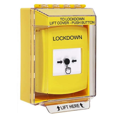 GLR281LD-EN STI Yellow Indoor/Outdoor Low Profile Surface Mount w/ Sound Key-to-Reset Push Button with LOCKDOWN Label English