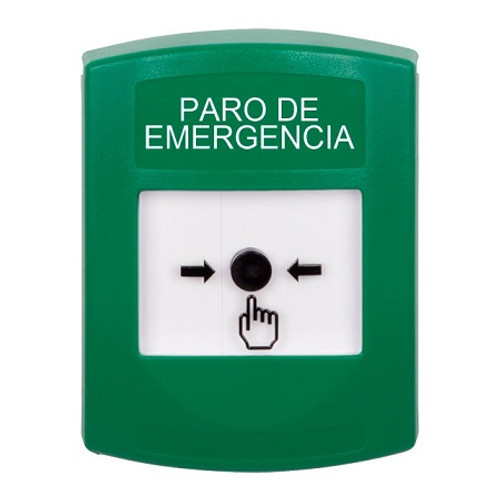 GLR101ES-ES STI Green Indoor Only No Cover Key-to-Reset Push Button with EMERGENCY STOP Label Spanish