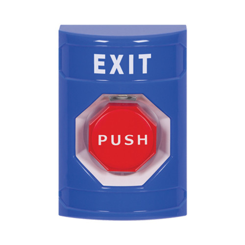 SS2402XT-EN STI Blue No Cover Key-to-Reset (Illuminated) Stopper Station with EXIT Label English