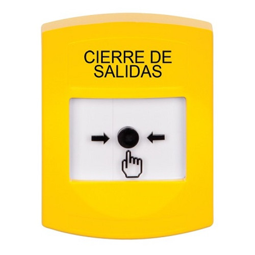 GLR201LD-ES STI Yellow Indoor Only No Cover Key-to-Reset Push Button with LOCKDOWN Label Spanish
