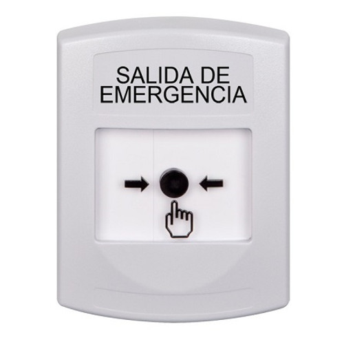 GLR301EX-ES STI White Indoor Only No Cover Key-to-Reset Push Button with EMERGENCY EXIT Label Spanish