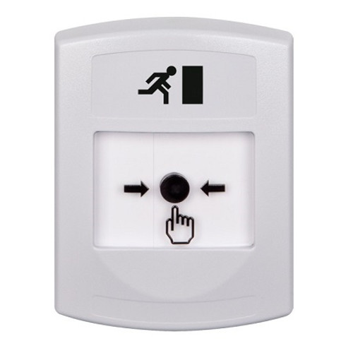 GLR301RM-ES STI White Indoor Only No Cover Key-to-Reset Push Button with Running Man Icon Spanish