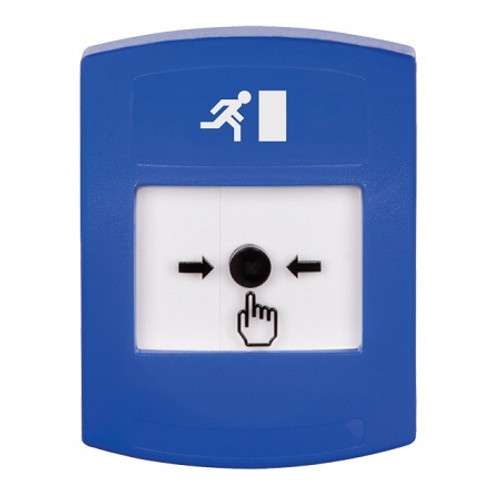 GLR401RM-ES STI Blue Indoor Only No Cover Key-to-Reset Push Button with Running Man Icon Spanish