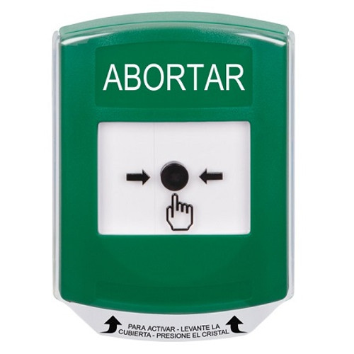 GLR121AB-ES STI Green Indoor Only Shield Key-to-Reset Push Button with ABORT Label Spanish