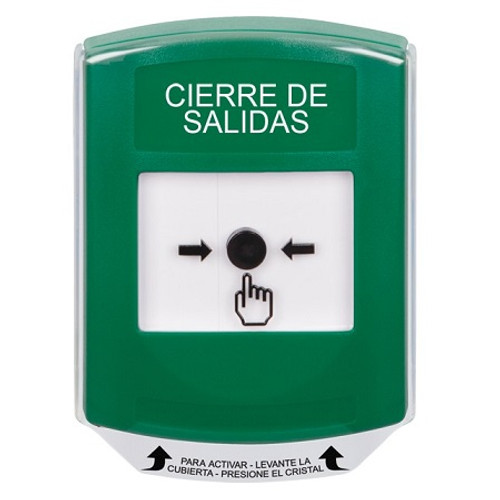 GLR121LD-ES STI Green Indoor Only Shield Key-to-Reset Push Button with LOCKDOWN Label Spanish