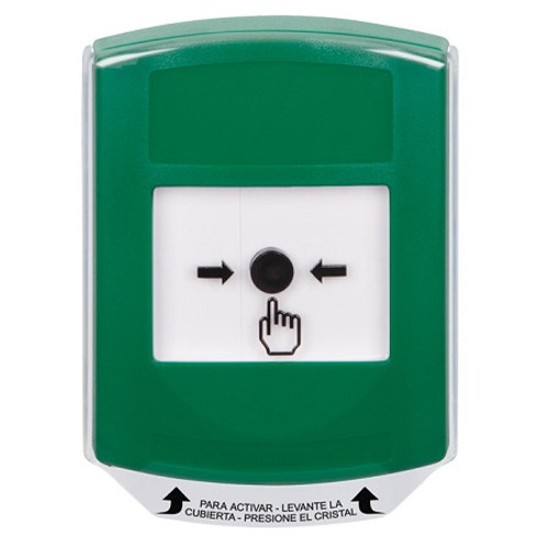 GLR121NT-ES STI Green Indoor Only Shield Key-to-Reset Push Button with No Text Label Spanish