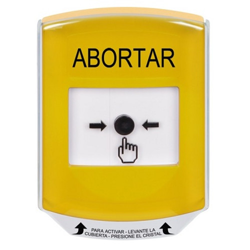 GLR221AB-ES STI Yellow Indoor Only Shield Key-to-Reset Push Button with ABORT Label Spanish