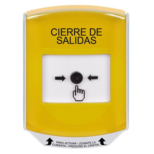 GLR221LD-ES STI Yellow Indoor Only Shield Key-to-Reset Push Button with LOCKDOWN Label Spanish