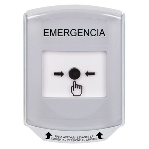 GLR321EM-ES STI White Indoor Only Shield Key-to-Reset Push Button with EMERGENCY Label Spanish