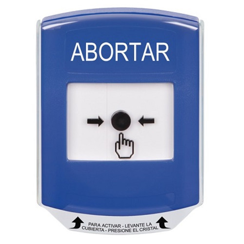 GLR421AB-ES STI Blue Indoor Only Shield Key-to-Reset Push Button with ABORT Label Spanish