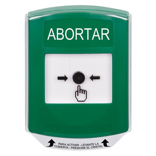 GLR1A1AB-ES STI Green Indoor Only Shield w/ Sound Key-to-Reset Push Button with ABORT Label Spanish