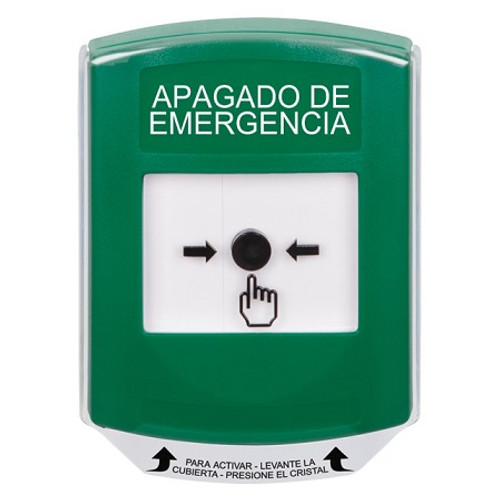 GLR1A1PO-ES STI Green Indoor Only Shield w/ Sound Key-to-Reset Push Button with EMERGENCY POWER OFF Label Spanish