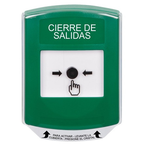 GLR1A1LD-ES STI Green Indoor Only Shield w/ Sound Key-to-Reset Push Button with LOCKDOWN Label Spanish