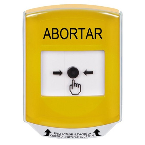 GLR2A1AB-ES STI Yellow Indoor Only Shield w/ Sound Key-to-Reset Push Button with ABORT Label Spanish