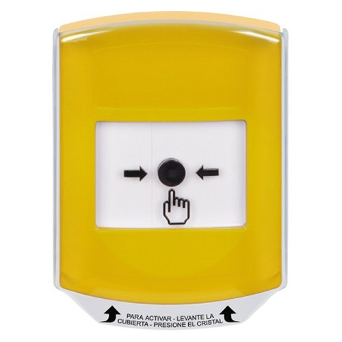 GLR2A1NT-ES STI Yellow Indoor Only Shield w/ Sound Key-to-Reset Push Button with No Text Label Spanish