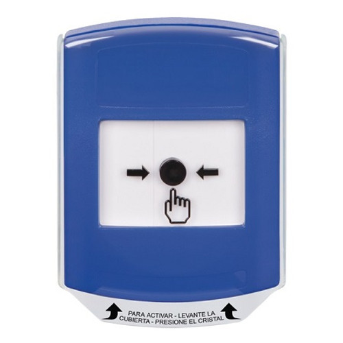 GLR4A1NT-ES STI Blue Indoor Only Shield w/ Sound Key-to-Reset Push Button with No Text Label Spanish