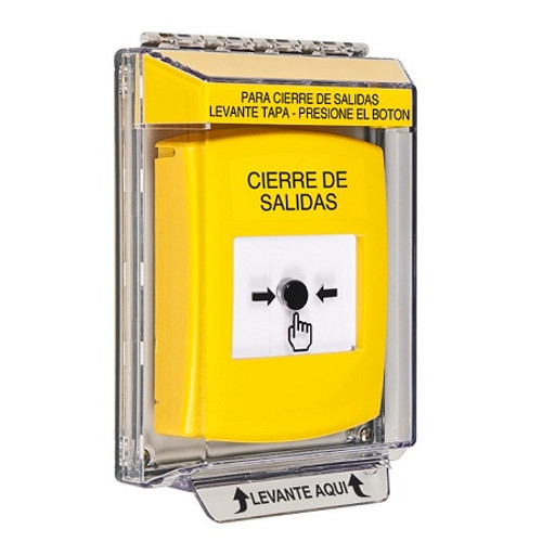 GLR231LD-ES STI Yellow Indoor/Outdoor Low Profile Flush Mount Key-to-Reset Push Button with LOCKDOWN Label Spanish