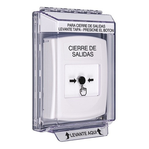 GLR341LD-ES STI White Indoor/Outdoor Low Profile Flush Mount w/ Sound Key-to-Reset Push Button with LOCKDOWN Label Spanish