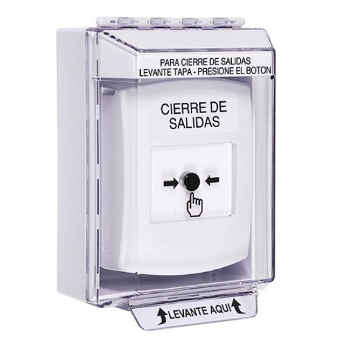 GLR371LD-ES STI White Indoor/Outdoor Low Profile Surface Mount Key-to-Reset Push Button with LOCKDOWN Label Spanish