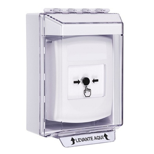 GLR371NT-ES STI White Indoor/Outdoor Low Profile Surface Mount Key-to-Reset Push Button with No Text Label Spanish