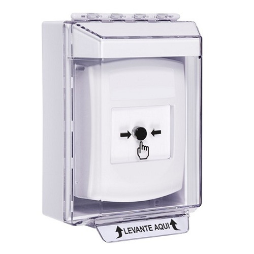 GLR381NT-ES STI White Indoor/Outdoor Low Profile Surface Mount w/ Sound Key-to-Reset Push Button with No Text Label Spanish