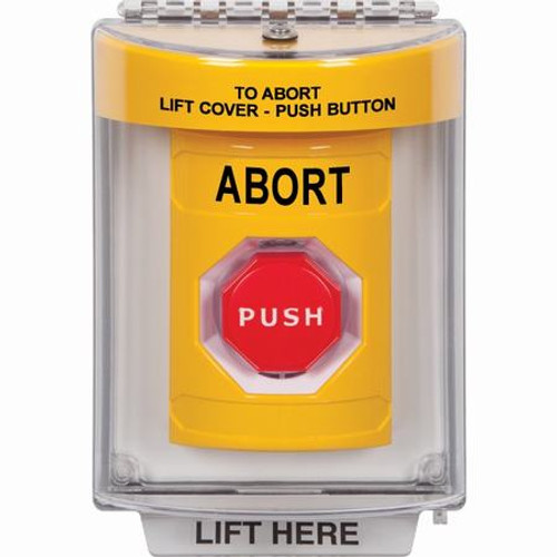 SS2232AB-EN STI Yellow Indoor/Outdoor Flush Key-to-Reset (Illuminated) Stopper Station with ABORT Label English