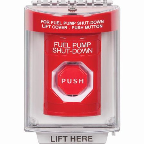 SS2032PS-EN STI Red Indoor/Outdoor Flush Key-to-Reset (Illuminated) Stopper Station with FUEL PUMP SHUT DOWN Label English