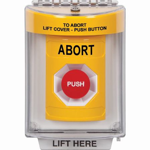 SS2234AB-EN STI Yellow Indoor/Outdoor Flush Momentary Stopper Station with ABORT Label English