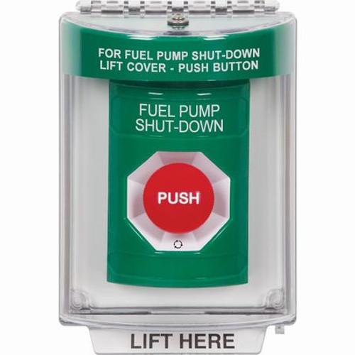 SS2131PS-EN STI Green Indoor/Outdoor Flush Turn-to-Reset Stopper Station with FUEL PUMP SHUT DOWN Label English
