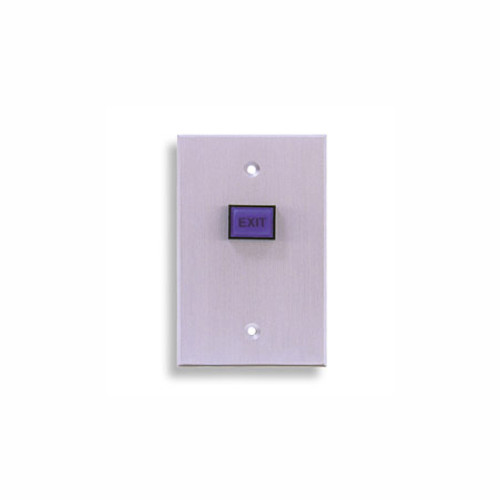 970-B-TD-A-05-40 Dormakaba RCI Electronic Time-Delay Action Audible Alert Tamper-proof Illuminated Request-To-Exit Button Brushed Anodized Aluminum Faceplate 12VDC - Blue Cap