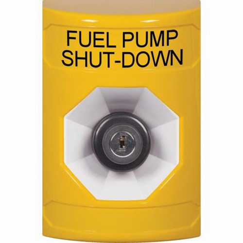 SS2203PS-EN STI Yellow No Cover Key-to-Activate Stopper Station with FUEL PUMP SHUT DOWN Label English