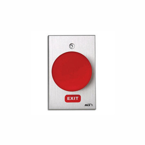 990-RB-MA x 28 Dormakaba RCI Blank Symbol Maintained Action Oversized Tamper-proof Button - Brushed Anodized Aluminum Faceplate - Red Cap