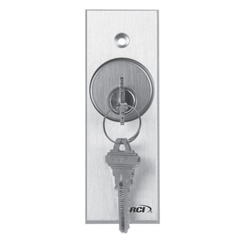 960N-DMOMO x 28 Dormakaba Rutherford Controls Narrow 2 x Momentary Action Double Pole Double Throw (DPDT) Tamper-Resistant Key Switch Brushed Anodized Aluminum Faceplate
