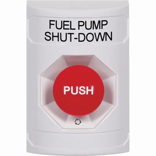 SS2301PS-EN STI White No Cover Turn-to-Reset Stopper Station with FUEL PUMP SHUT DOWN Label English