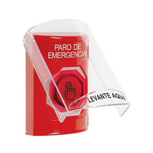 SS2027ES-ES STI Red Indoor Only Flush or Surface Weather Resistant Momentary (Illuminated) with Red Lens Stopper Station with EMERGENCY STOP Label Spanish