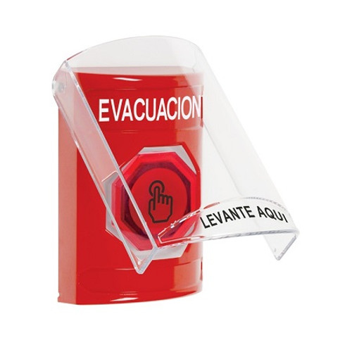 SS20A7EV-ES STI Red Indoor Only Flush or Surface w/ Horn Weather Resistant Momentary (Illuminated) with Red Lens Stopper Station with EVACUATION Label Spanish