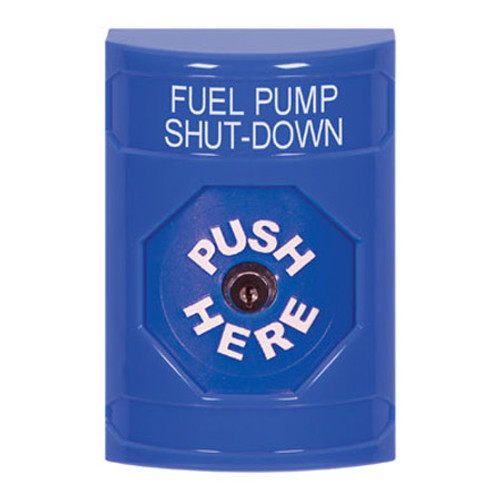 SS2400PS-EN STI Blue No Cover Key-to-Reset Stopper Station with FUEL PUMP SHUT DOWN Label English