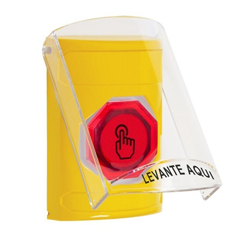 SS2227NT-ES STI Yellow Indoor Only Flush or Surface Weather Resistant Momentary (Illuminated) with Red Lens Stopper Station with No Text Label Spanish