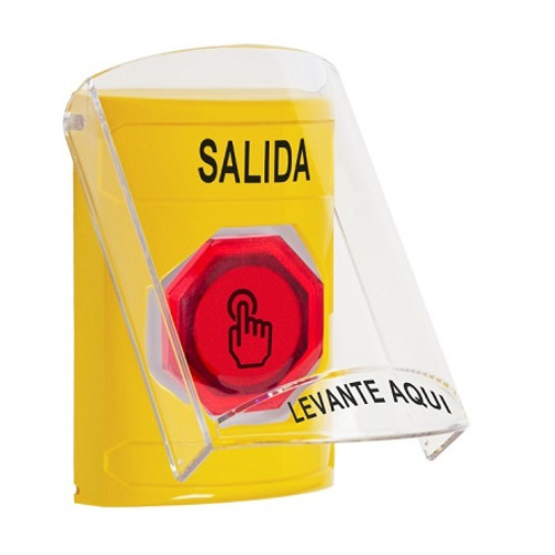 SS22A6XT-ES STI Yellow Indoor Only Flush or Surface w/ Horn Momentary (Illuminated) with Red Lens Stopper Station with EXIT Label Spanish