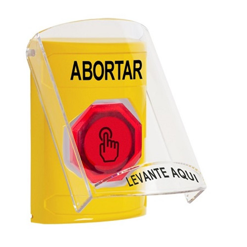 SS22A7AB-ES STI Yellow Indoor Only Flush or Surface w/ Horn Weather Resistant Momentary (Illuminated) with Red Lens Stopper Station with ABORT Label Spanish