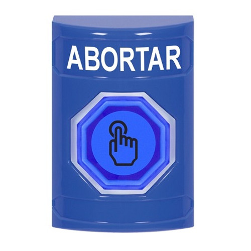 SS2406AB-ES STI Blue No Cover Momentary (Illuminated) with Blue Lens Stopper Station with ABORT Label Spanish