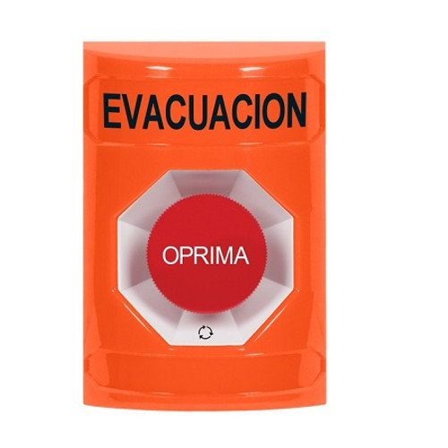 SS2501EV-ES STI Orange No Cover Turn-to-Reset Stopper Station with EVACUATION Label Spanish