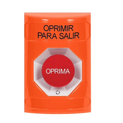 SS2501PX-ES STI Orange No Cover Turn-to-Reset Stopper Station with PUSH TO EXIT Label Spanish