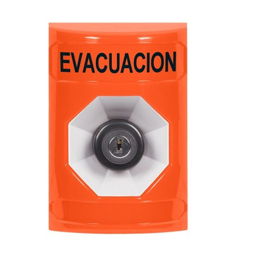 SS2503EV-ES STI Orange No Cover Key-to-Activate Stopper Station with EVACUATION Label Spanish