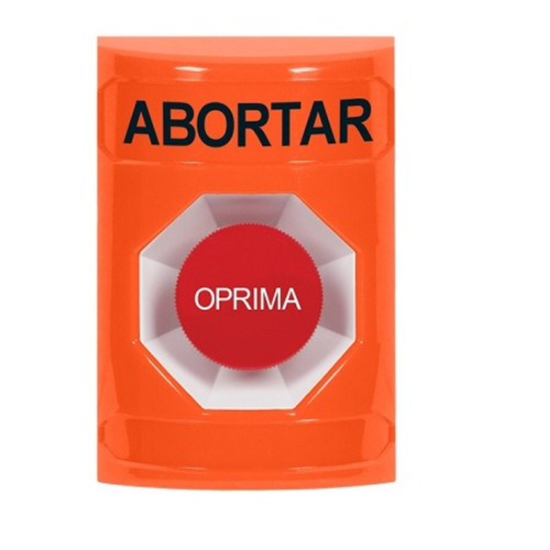 SS2504AB-ES STI Orange No Cover Momentary Stopper Station with ABORT Label Spanish