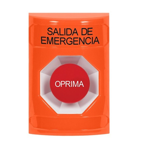 SS2504EX-ES STI Orange No Cover Momentary Stopper Station with EMERGENCY EXIT Label Spanish