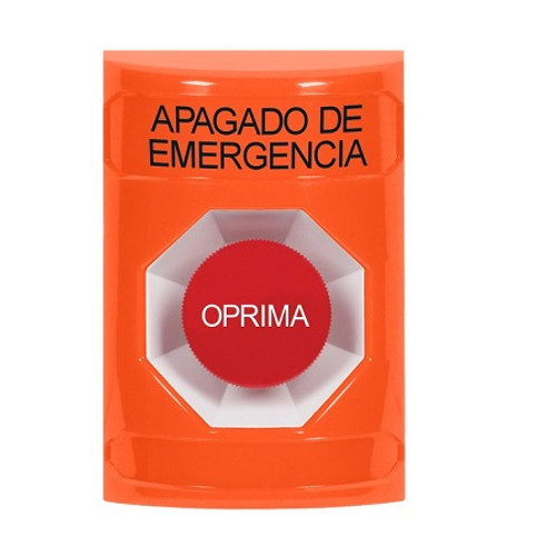 SS2504PO-ES STI Orange No Cover Momentary Stopper Station with EMERGENCY POWER OFF Label Spanish