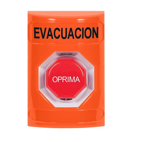 SS2505EV-ES STI Orange No Cover Momentary (Illuminated) Stopper Station with EVACUATION Label Spanish