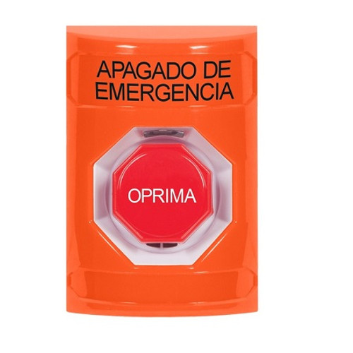 SS2505PO-ES STI Orange No Cover Momentary (Illuminated) Stopper Station with EMERGENCY POWER OFF Label Spanish