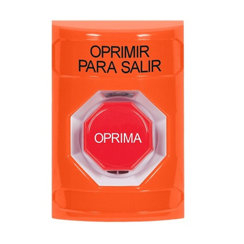 SS2505PX-ES STI Orange No Cover Momentary (Illuminated) Stopper Station with PUSH TO EXIT Label Spanish